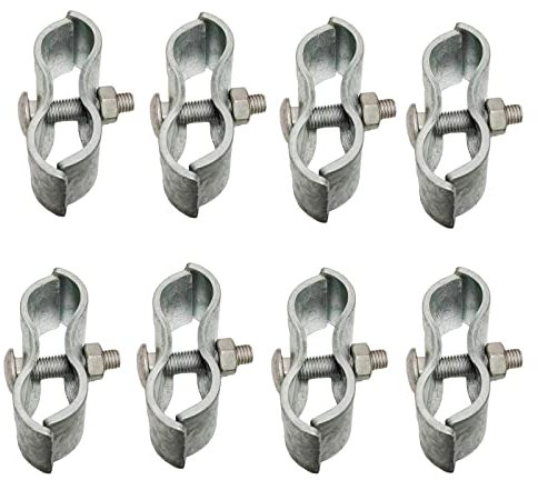 Chain Link Fence Panel Clamps - Dog Kennel Clamps: for 1-5/8 Chain Link Fence Pipe Panel Frames. for Dog kennels/Dog Runs, or Temporary Chain Link Fence. Saddle Clamps (8 Set)