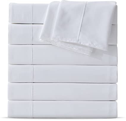Maple&Stone Twin Flat Sheet 6 Pack,Premium Soft & Breathable,Brushed Microfiber Fabric,Anti-Shrinkage & Non-Fading,Bulk Flat Sheets Only Twin Size (White)