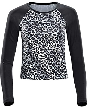 WINSHAPE Damen Functional Light and Soft Cropped Long Sleeve Top Aet119ls, Schneeleopard, Ultra Style Yoga-Shirt, Mehrfarbig, L EU