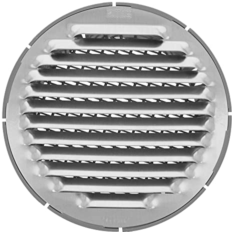 Amig - Rejilla Redonda de Aluminio con Mosquitera - Rejillas de Ventilación para Salida de Aire - Ideal para Techo de Cocina y Baño - Diámetro interior Ø 12 cm - Color Plata