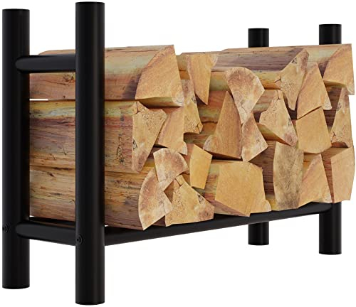 CLP Kaminholzregal Medya I Robuster Kaminholzständer Schwarz Metall I In 5 Größen Verfügbar I Stapelhilfe Für Brennholz, Größe:30x80x60 cm, Form:rund