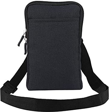 Petit Pochette Ceinture Homme Téléphone Portable, Sac à Bandoulièr pour Smartphone Homme, Multiples Porté Sac pour Téléphone épaule Banane Crossbody Portés Étui Portable de Voyage Portefeuille, Noir