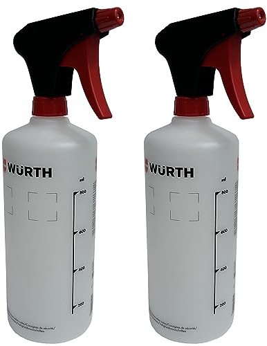 Würth 2 Stück 1 Liter Pump-Flasche mit Skala 0891502003 Sprayflasche Sprüher aus PE - Polyethylen mit Messingdüse