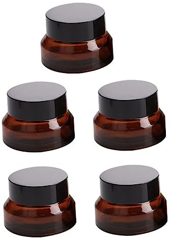 POPETPOP 5pcs Brown Glass Bottles for Travel Empty Face Eye Cream Bottles for Make up Jars