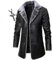 HECLOK Mens Genuine Leather Biker Jacket 3/4 Length Coat Wool Heating Warm Winter Long Leather Jacket Lined Duster Trench Coat+ Men's Necklaces (TYP-2,3XL)