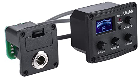 COMETX Ukulele EQ Ukulele Ukelele Uke Piezo Pickup Preamp 3-Band EQ Equalizer Tuner System mit LCD Display