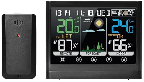 Miratic Stazione Meteorologica Multifunzionale Senza Cavi Stazione Meteo Professionale con Tasti a Sfioramento Stazione Meteo con Sensore Esterno