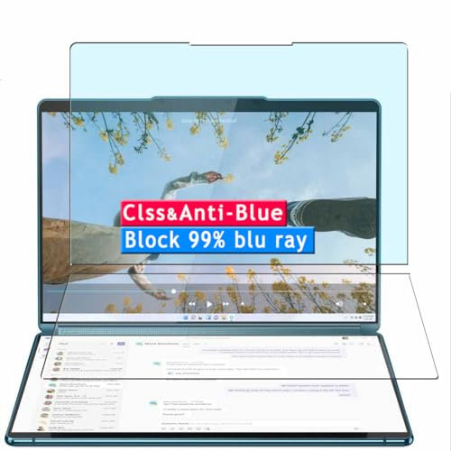 Vaxson Anti Blue Light Tempered Glass Screen Protector, compatible with Lenovo Yoga Book 9i Gen 8 13.3 Laptop Visible Area, 9H Film Protectors Guard