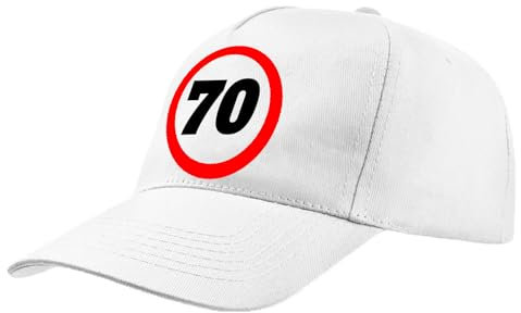 Mr. Gadgets Cappellino Con Visiera Regalo Simpatico Compleanno-Anni Cartello Stradale (70 ANNI)