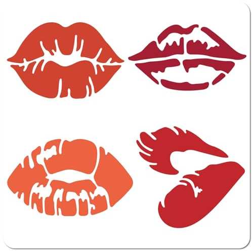GORGECRAFT Lippenmalschablone Kunststoff Kusslippen Lippenstift Mund Make-Up Wiederverwendbare PET-Schablonen Quadratische Vorlagen Zum Zeichnen Malen Auf Holzboden Stoff Scrapbooking DIY 30x30 cm