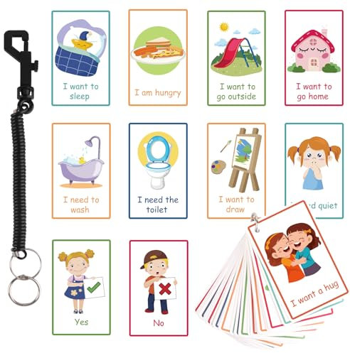 Lemicin Communication Cards Pecs Flashcards - 30pcs Pecs Cards Sign Language Flash Cards Communication Board autism Aids Visual Aids for Autistic Children Non Verbal Speech Therapy