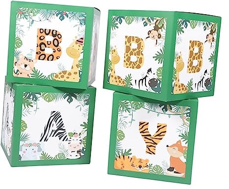 FOYTOKI 4 Stücke Geburtstag Dekorationen Tier Muster Ballon Boxen Baby Requisiten Kompakte Baby Dusche Ornament Box