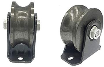 Torrad mit U-Nut, feste Doppellagerrolle, Laufrolle aus Eisen, Schiebetorrolle, Laufrad mit rundem Rohr für Möbel, umgekehrte Schiene, Industriemaschine, Rolltor, 2 Stück (95 mm) ()