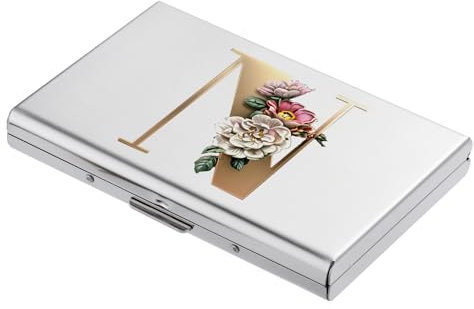 BONSYL® Porte Cartes de Crédit, Portefeuille Fin en Métal avec Blocage RFID, Design Tendance et Motifs Artistiques, pour Homme et Femme. (6 Cartes/Argent/N)