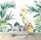 Papier Peint Intissé Blanc Pour Salon Chambre Chambre D'Enfant Décoration Murale, 200 x 140 cm Papier Peint Motif Panoramique Perroquet Tropical Simple, Meuble Papier Peint Decoratif