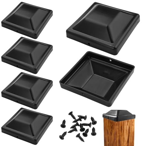 6 Pièces Chapeau Poteau Bois 9 x 9 cm Capuchon de Poteau de Clôture en Plastique, Capuchon pour Poteau Bois en Forme de Pyramide, Carré Capuchons de Poteaux de Clôture, Capuchon Cloture Pour Poteaux