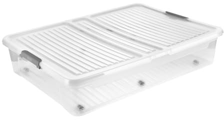 keeeper Unterbettbox mit Deckel, 77 x 58 x 16 cm, 53 L, Aufbewahrungsbox, leo, Transparent