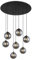 GLOBO LIGHTING Pendellampe Hängeleuchte Esszimmerlampe LED Glaskugeln rauch 7 Flammig H 120 cm