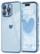 DEFBSC Compatible with iPhone 13 Pro Case for Girls Women, Fashion Cute Side Love Heart Pattern Plated Edge Soft TPU Bumper Shockproof Protective Phone Case - Blue
