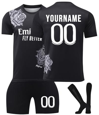 Générique DIY Maillots et Ensembles et Enfants de Football Strips Personnalisés Maillots de Soccer 24 27 Home Away avec Nom et Numéro T-Shirt de Football Gifts pour Adultes et Enfants