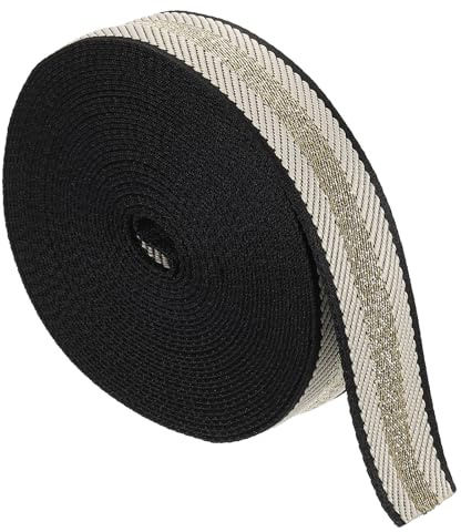 QUARKZMAN 10 Verges 1 3/8 Pouces (38mm) Sangle en Nylon à Rayures Beige | Sangle en Nylon Robuste, pour Sac à Dos Artisanat, Sangle en Nylon