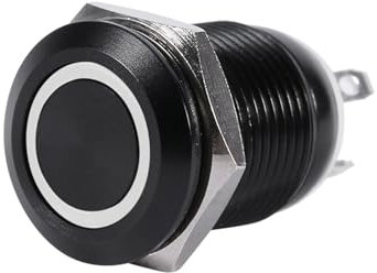 LED Moment Taster 12mm, Kippschalter Schwarz, 2A IP67 IK08