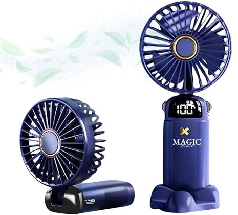 Ventilateur Portable USB-C Silencieux avec 5 Vitesses - Mini de Poche Pliable avec Base et Cordon pour Bureau, Maison - Câble de Chargement Inclus