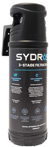 SYDROS Performance Wasserfilter - 3-Stufen-Untertischfilter für Küche | Zuverlässige Filtration von Mikroplastik, Chlor, Bakterien, E. coli, Legionellen und Pilzsporen bei bis zu 20.000 Litern