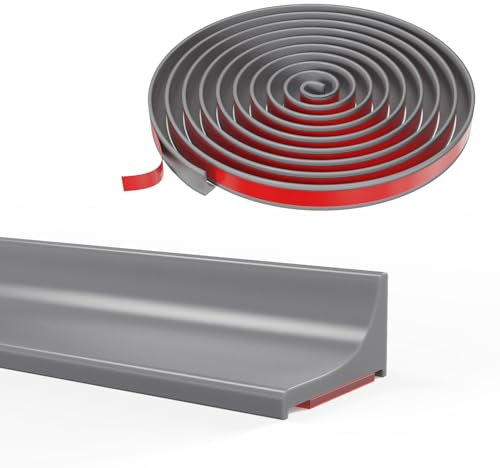 Silicone barre de seuil douche, joint pour douche, rebord douche italienne, barriere de douche anti débordement, Adatto per bagni, docce e cucine (Gris, 105CM)