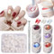 MKNZOME 6 Colors Solid Cream Gel Nail Polish Kit, Nail Polish White Red Blue Brown Purple with Grabbing Pen, 100 Mini Soft Sponges, Ombre Effect, DIY Nail Art Beginner Design Nail Accessories