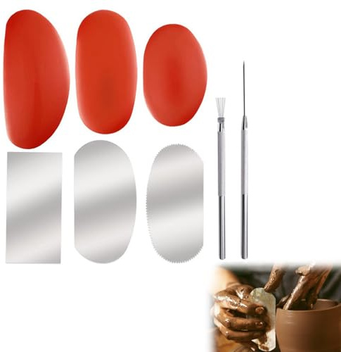 8 Stück Töpfern Werkzeug Set,Keramik Ton Rippen Set,Ziehklinge Töpfern | Modellierwerkzeug,Töpfer Set,Tonwerkzeug,Keramiknadel,Töpferset,Töpferformen Für Modellbau Schnitzarbeiten Machen Bildhauerei