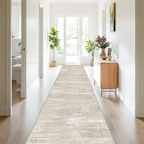Moderner abstrakter Teppich, 7,6 x 50,8 cm, waschbar, langer Flurteppich, 6 m, mit rutschfester Gummi-Unterseite, niedriger Florteppich für Küche, Eingangsbereich, Wohnzimmer, Innenbereich
