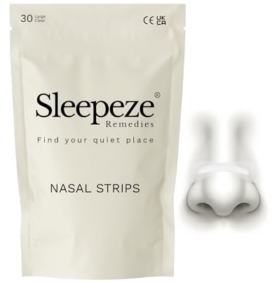Sleepeze Remedies 30 Cerotti Nasali Antirussamento Test Dermatologico/Clear | Grand Cerottini Nasali per Respirare Bene e Congestione, Sport Nasal Strips, Cerotti per il Naso, Nose Strips, Strisce Nasali