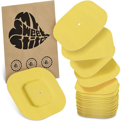 MySweetStitch – 10–25× Cerotto Simplera quadrato, overpatch 70 mm, delicato sulla pelle, impermeabile e traspirante (Giallo, 25)