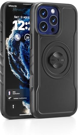 Hülle für iPhone 16 Pro Kompatibel mit Garmin Edge Handy-Halterung Fahrrad | Handyhülle Integrierter Vierteldrehungsadapter, Ultraschlank, Stoßfeste Case, Stabil, Sichere für Fahrradcomputer Halterung