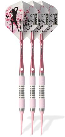 kilo80 Softdarts Set 18 Gramm, 3 Stück, 85% Tungsten Darts in Rosa, Dartpfeile mit Kunststoffspitze, Dart Pfeile mit Flights und Schäfte