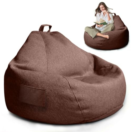 Fundas Puff Salon Adulto, Puff Gamer XL,100x120CM Funda de Puff (Marrón) | Puff Sin Relleno para Niños y Adultos, Bean Bag para Videojuegos para Interior y Exterior, Oficina, Dormitorio, Terraza
