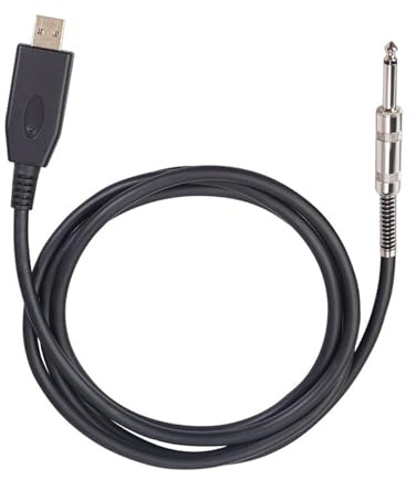 Straight/Angle Instrument Jack Lead Cable， Gold Plated Double Shielded USB to 6.35mm Guitar Recording Cable Black 2m/3m(300cm)