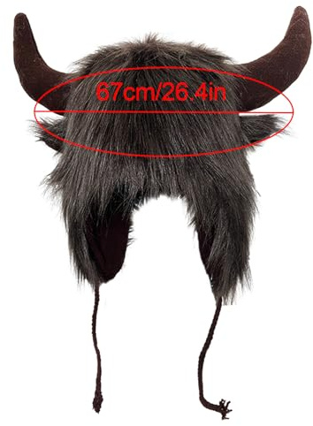 Mbiyhgta Bison-Mütze – 66 cm große Büffel-Pelztier-Mütze, weiche Winter