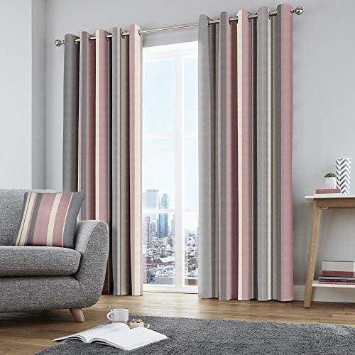 Fusion Two Curtain Panels, Cotton,Polyester, Blush, W168cm (66) x D229cm (90)