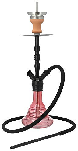 INVI® Saros 500 Shisha Set - Mit 4 Anschlüssen & 1 Adapter - Inklusive Shisha Zubehör Mit Kohlezange, Kaminkopf- & Schlauch Set (Schwarz Pink Shiny)