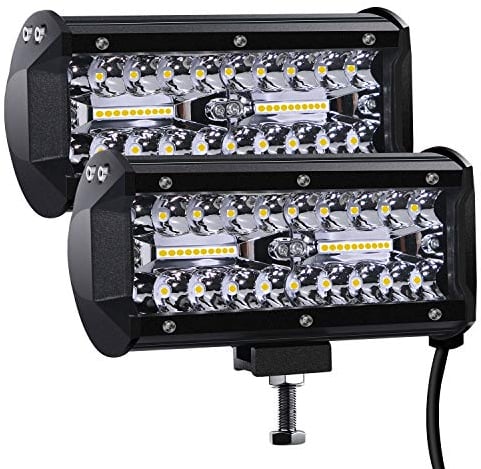 Kraumi Phare de Travail 12V 300W 7'' Projecteur LED Voiture 12v Etanche IP67 Spot Flood Feux Antibrouillard 27,000lm Camion Tracteur SUV Bateau(2 PCS)