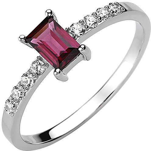 Jobo Damen-Ring aus 925 Sterling Silber mit Rhodolith und 8 Zirkonia Größe 50