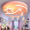 LED Kinderlampe Deckenleuchte Deckenlampe Pendelleuchte Moderne Kreative Eisen Acryl Sterne Mond Wolke Kinderzimmerlampe Schlafzimmer Dekoration Romantisch Designer Hängelampe Rosa,Dimming,54W52CM