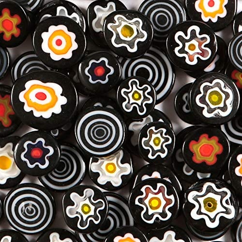 Coloured Glass Millefiori Pebbles Mosaics for Arts and Crafts 50 Grams (Black)