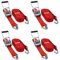 4 x 2500/5000 Kg 5t (daN) 6m Profi Spanngurte mit Haken Zweiteilig Zurrgurt Ratschengurt EN 12195-2 Rot 50 mm