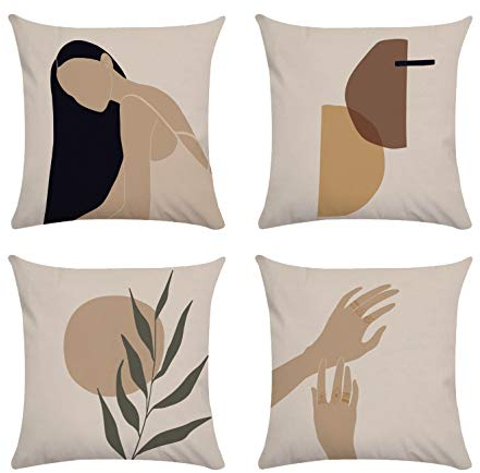 anaan Tropic Kissenbezug 4er Set Kissenhülle 45x45cm doppelseitig Bedruckt Samt Dekokissen Sofakissen Zierkissen Design Motiv geometrische Muster