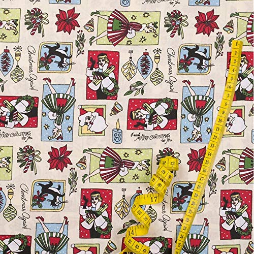 Stoff Meterware Weihnachten Winter Christmas Baumwolle - 1 Meter, Weihnachtsstoff, Weihnachtlich, Schnee, Deko (Retro)