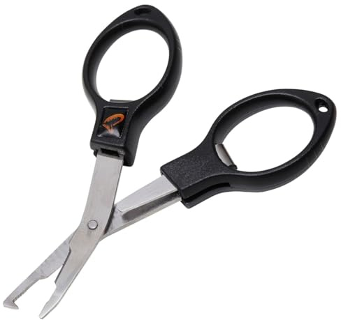 Savage Gear Magic Folding Scissors 11cm - Angelschere für Geflechtschnüre & Monoschnüre, Faltbare Schere für Spinnangler, Sprengringzange für kleine Sprengringe
