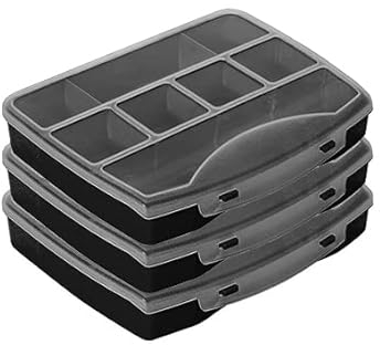 Kigima Sortierbox 3er Set 19x16x3,5cm 8 Fächer Schwarz – Praktisches Kleinteilemagazin aus Plastik – Sortimentskasten für Wandmontage geeignet – ideal als Werkstatt Organizer